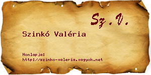 Szinkó Valéria névjegykártya